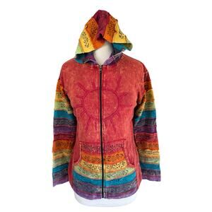 Rainbow Boho Hippie Hoodie Size Small Medium Adult Full Zip Greater Good Network
